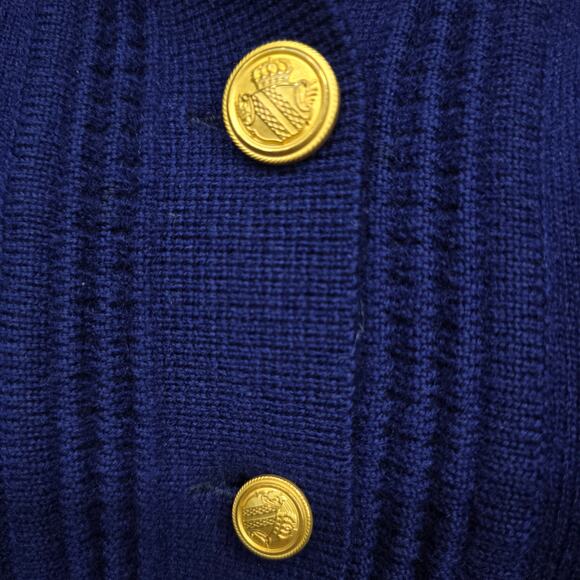 Vintage Bromley Pure New Wool Australian Patons Yarn Cardigan Sweater Blue S - Picture 5 of 13